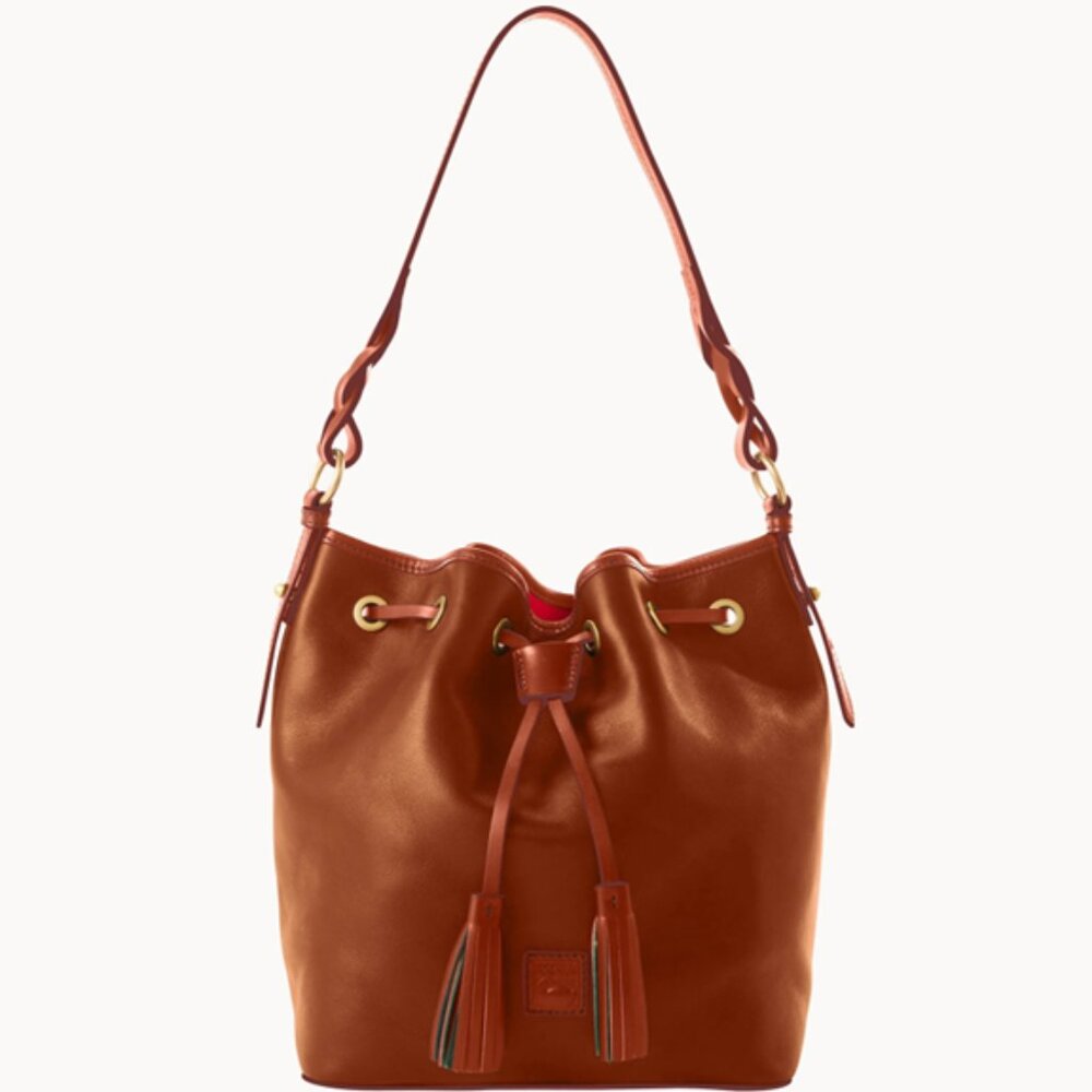 Dooney and Bourke Florentine Leather Tasha Drawstring Bucket  In Natural NWOT